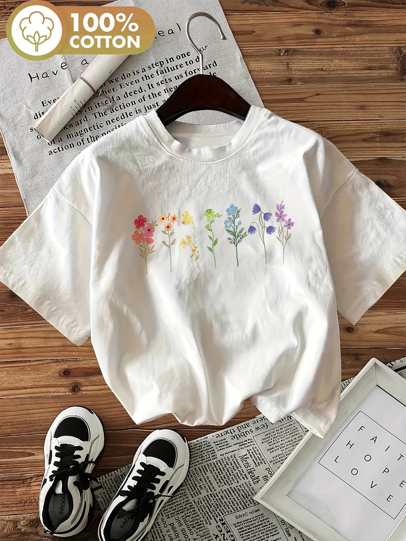 Floral Print Short Sleeve Crew Neck T-Shirt