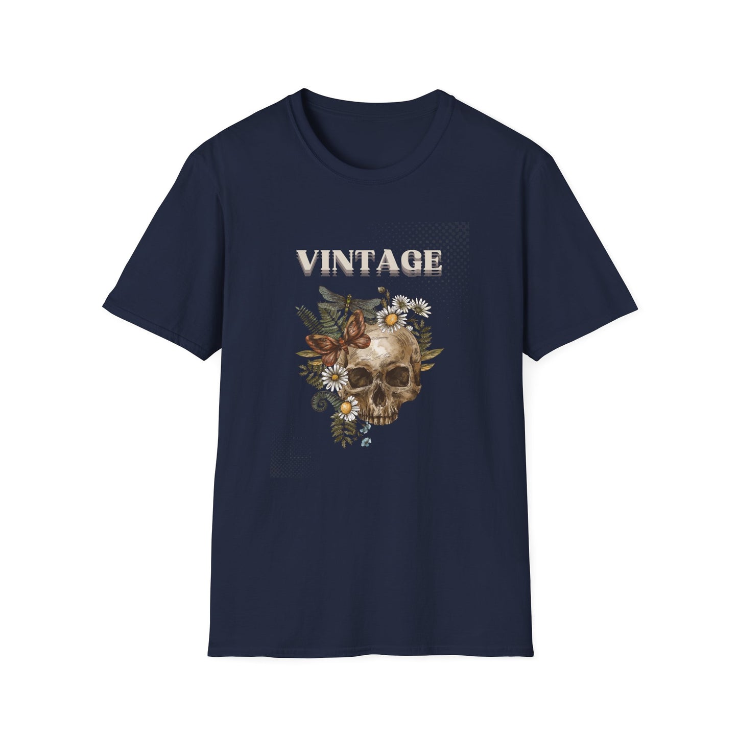 Vintage Skull Floral Unisex Soft style T-Shirt