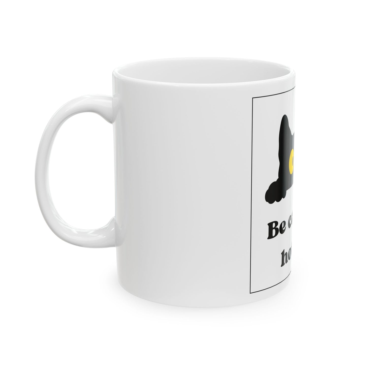 Cute Black Cat Warning Ceramic Mug