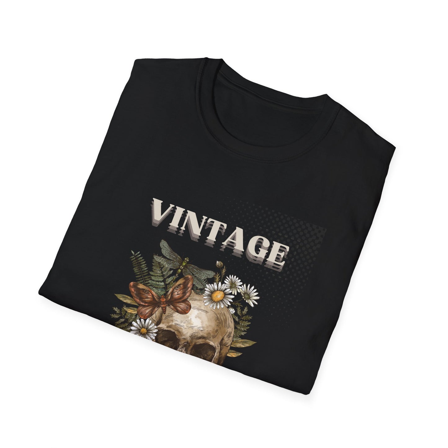 Vintage Skull Floral Unisex Soft style T-Shirt