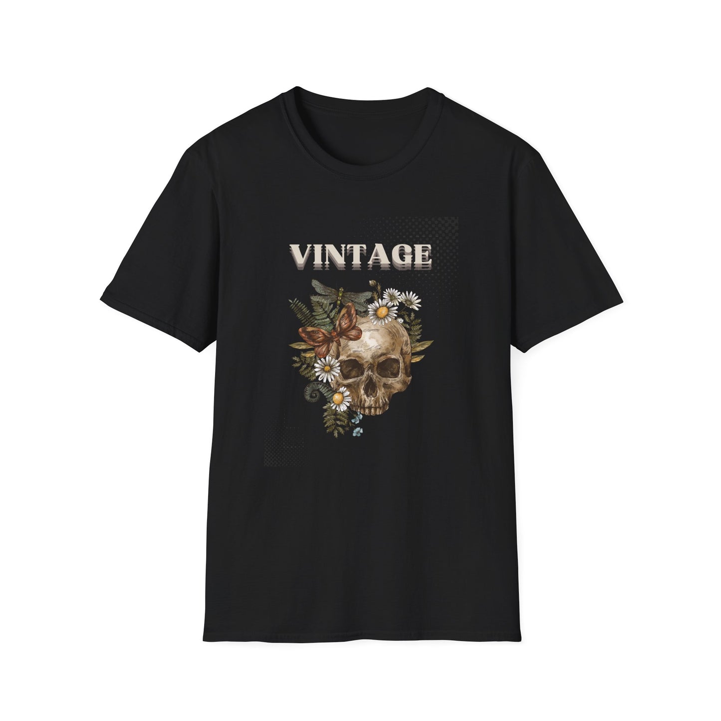 Vintage Skull Floral Unisex Soft style T-Shirt