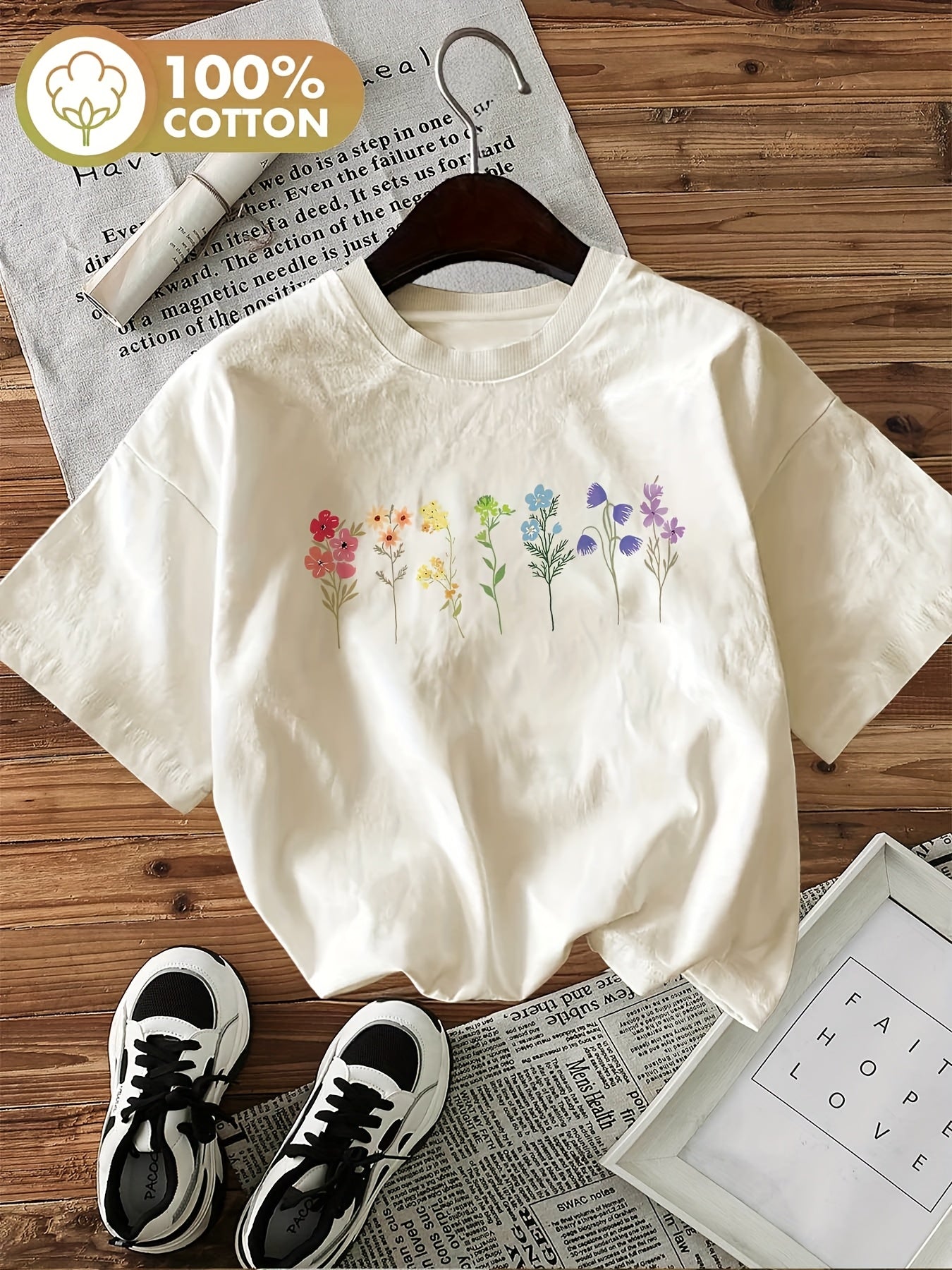 Floral Print Short Sleeve Crew Neck T-Shirt