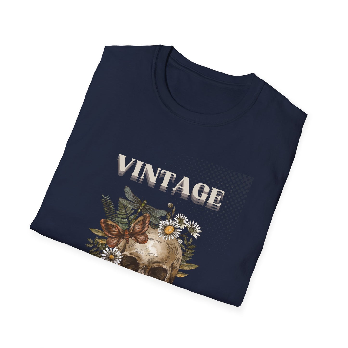 Vintage Skull Floral Unisex Soft style T-Shirt