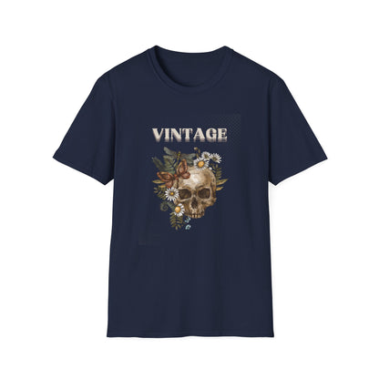 Vintage Skull Floral Unisex Soft style T-Shirt
