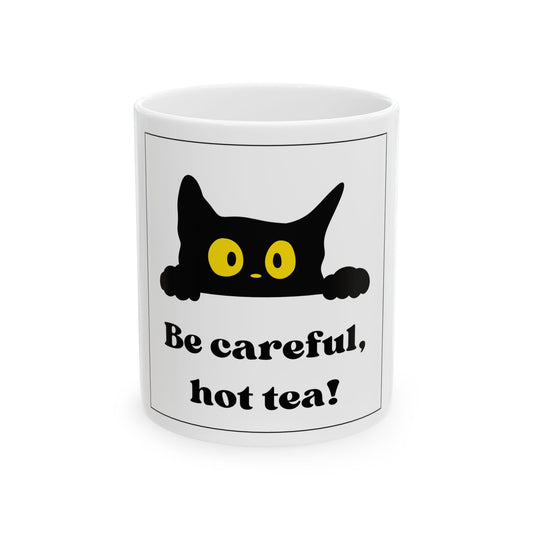 Cute Black Cat Warning Ceramic Mug