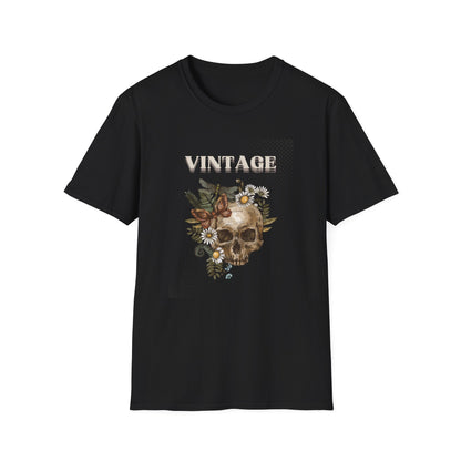 Vintage Skull Floral Unisex Soft style T-Shirt