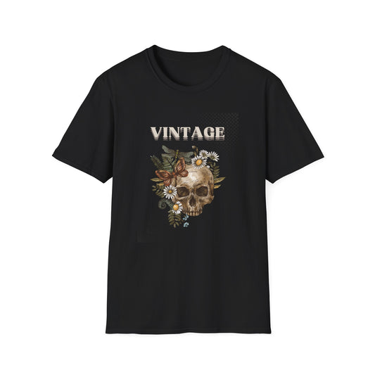 Vintage Skull Floral Unisex Soft style T-Shirt