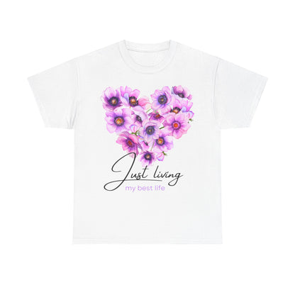 Just Living Floral Heart T-Shirt for Women